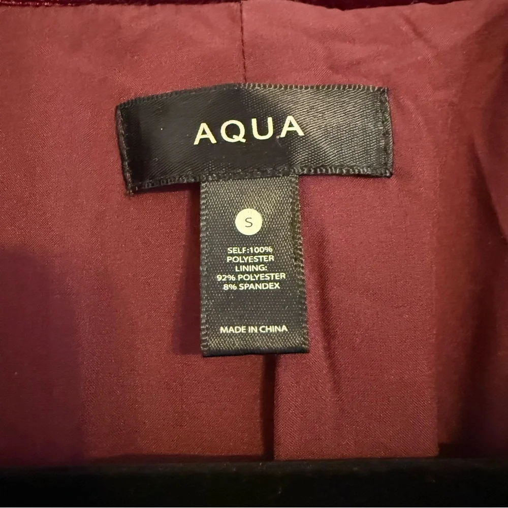 AQUA Cranberry Velvet Blazer Women’s Small Holiday Party Jacket Festive Rich Red - Picture 2 of 10